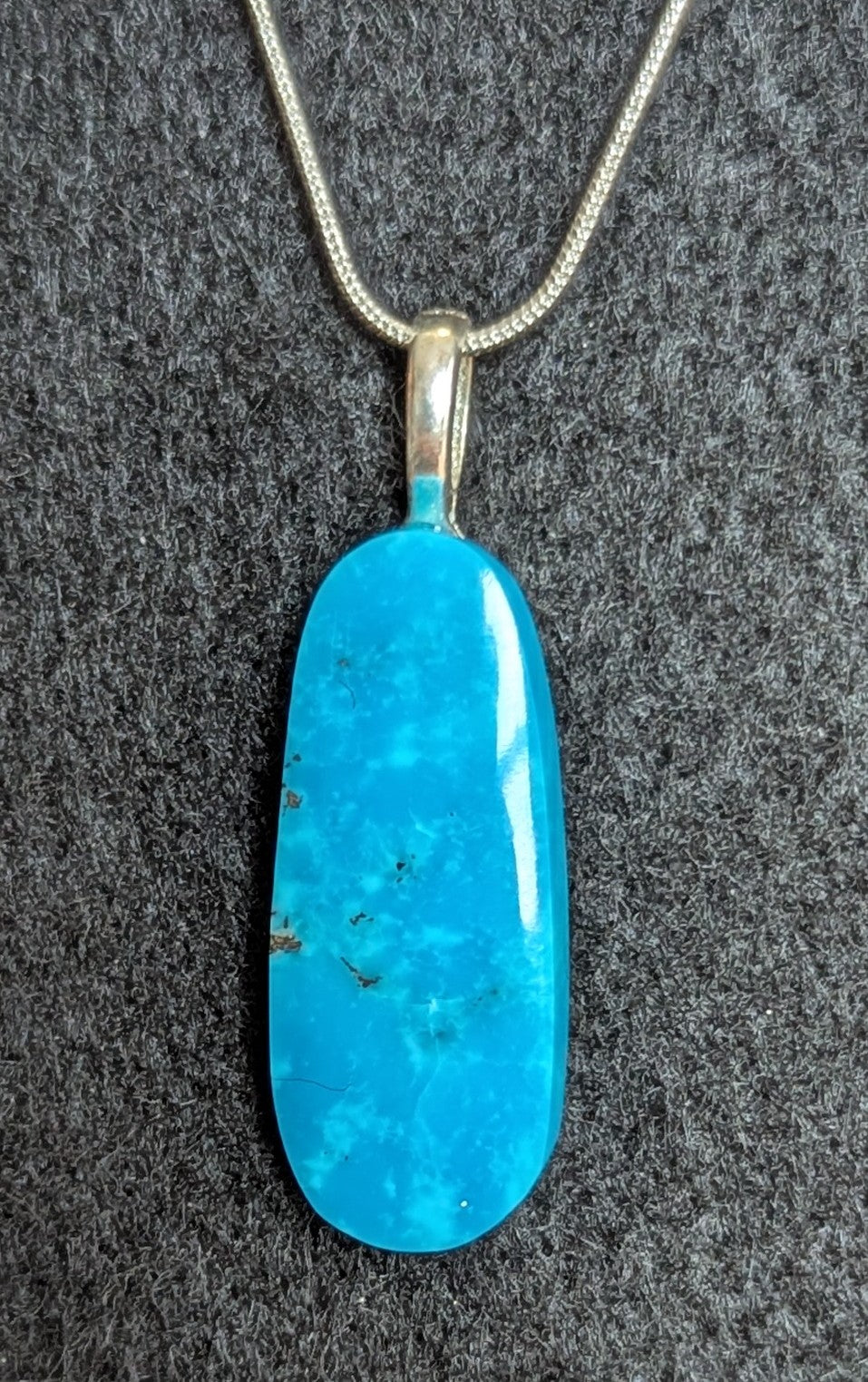 Ithaca Peak Turquoise Cabochon Pendant with chain