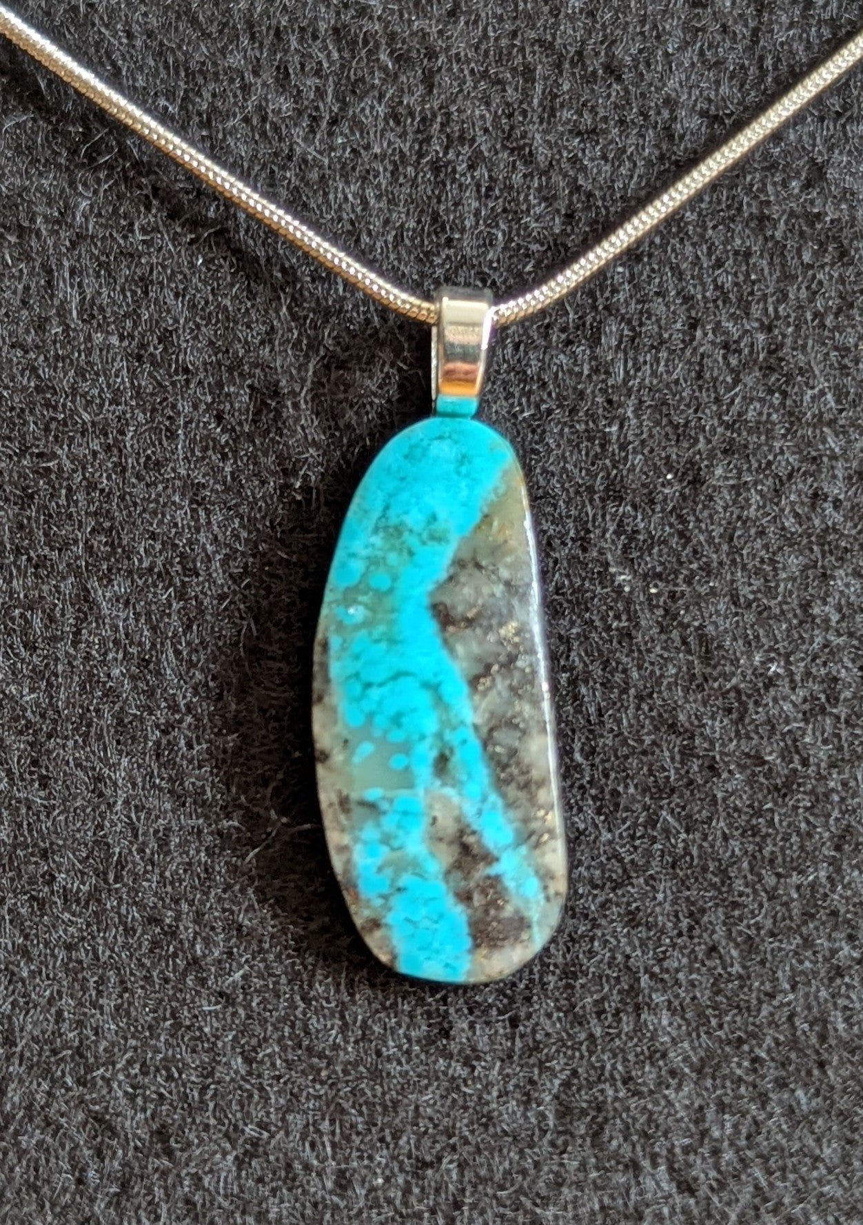 Ithaca Peak Turquoise Cabochon Pendant with chain