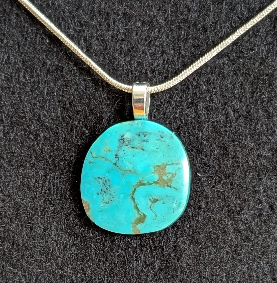Kingman Turquoise Cabochon Pendant with chain