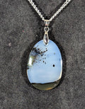 Montana Moss Agate Cabochon Pendant with 18" Hypoallergenic Chain