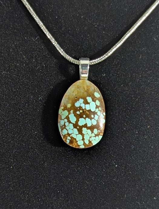Number 8 Turquoise Cabochon Pendant with chain