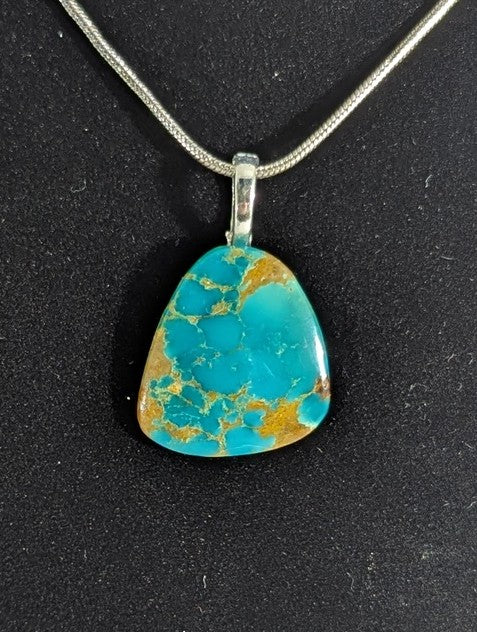 Rising Phoenix Turquoise Cabochon Pendant with chain