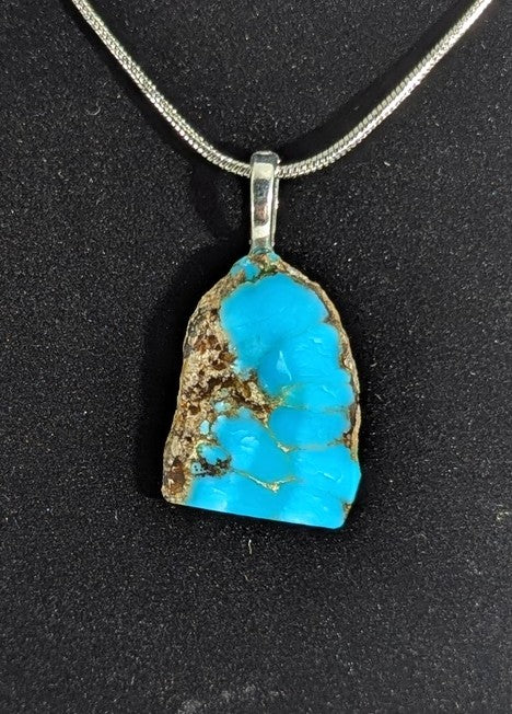 Wild Edge Fox Turquoise Cabochon Pendant with chain