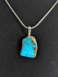Fox Turquoise Wild Edge Cabochon Pendant with chain