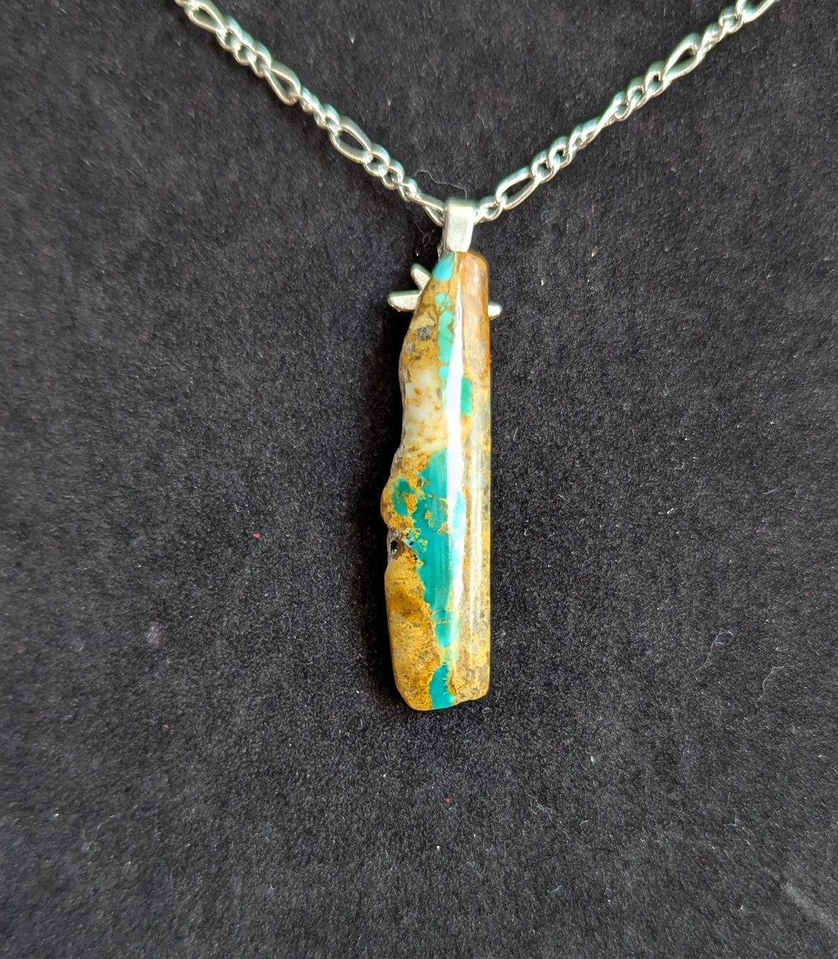 WildEdge Polychrome Kingman Turquoise Cabochon Pendant with 18" chain
