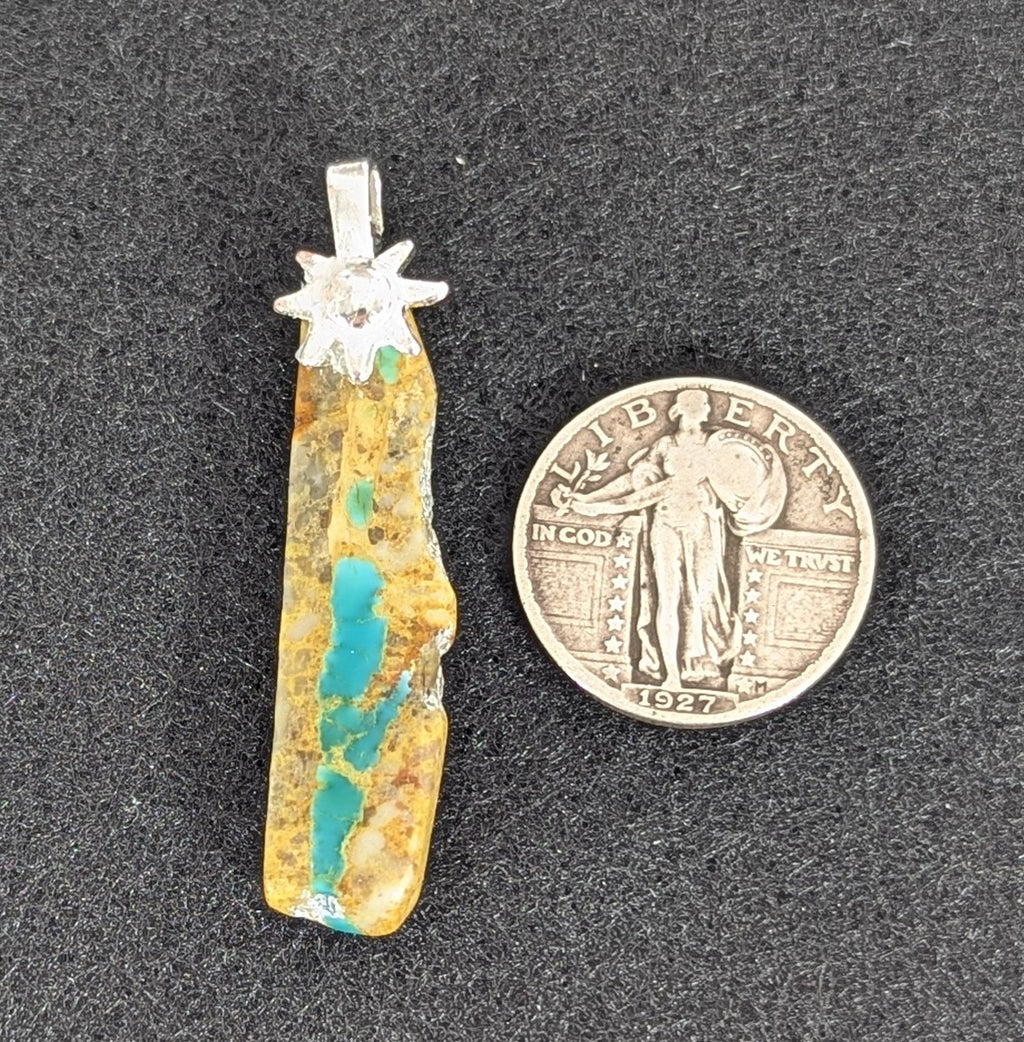 WildEdge Polychrome Kingman Turquoise Cabochon Pendant with 18" chain