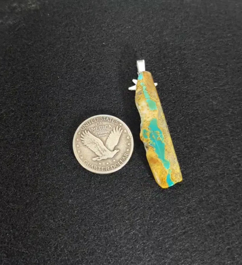 WildEdge Polychrome Kingman Turquoise Cabochon Pendant with 18" chain